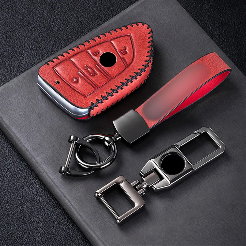 

Top Layer Leather Car Key Case Cover For BMW X6 F15 X4 X5 X6 540 740 750 1 2 5 218i X1 F48 X5 Remote Key Holder Car Accessories