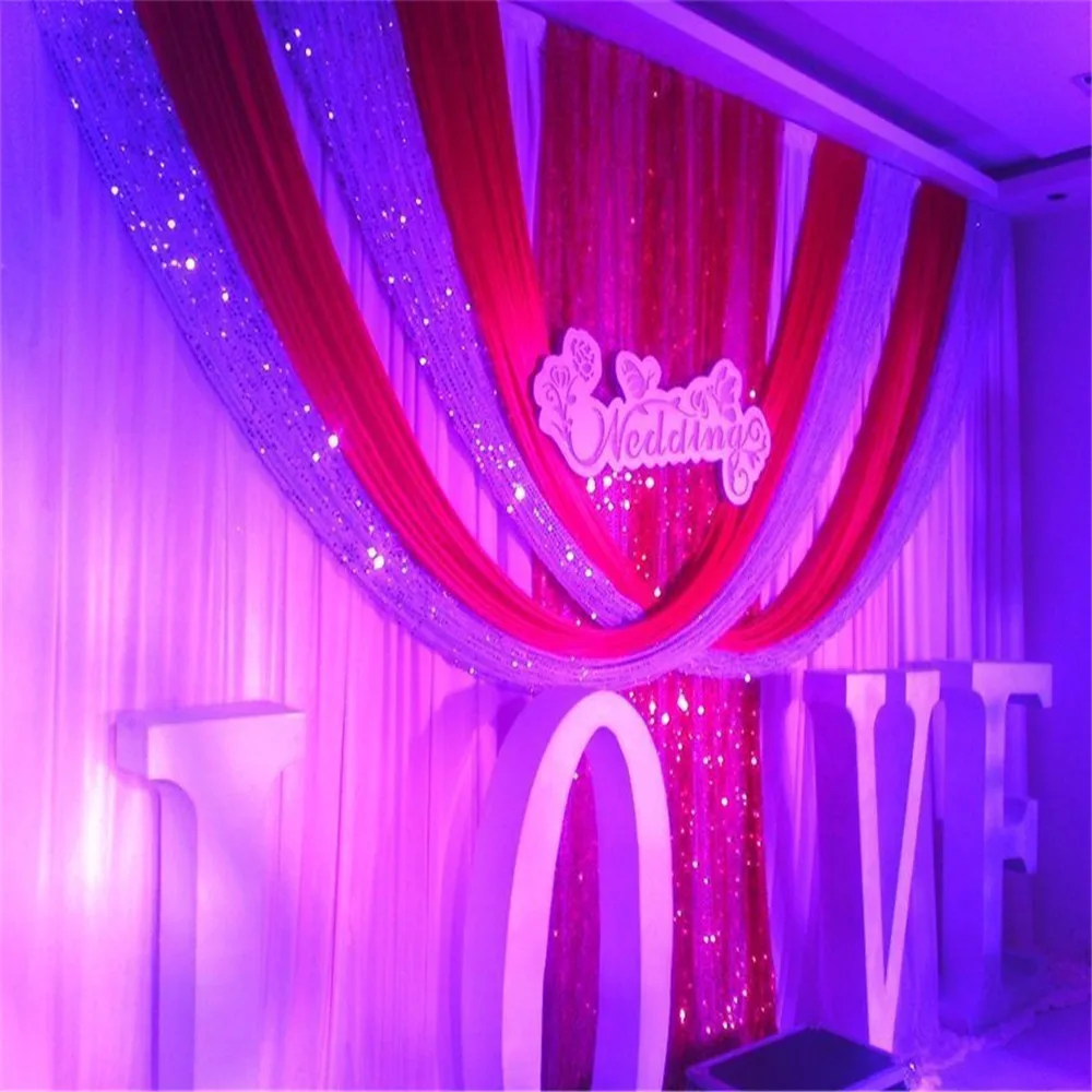 2021 Luxury 3X6 Meter White And Red Ice Silk Sequin Wedding Background Curtain Decoration Birthday | Дом и сад
