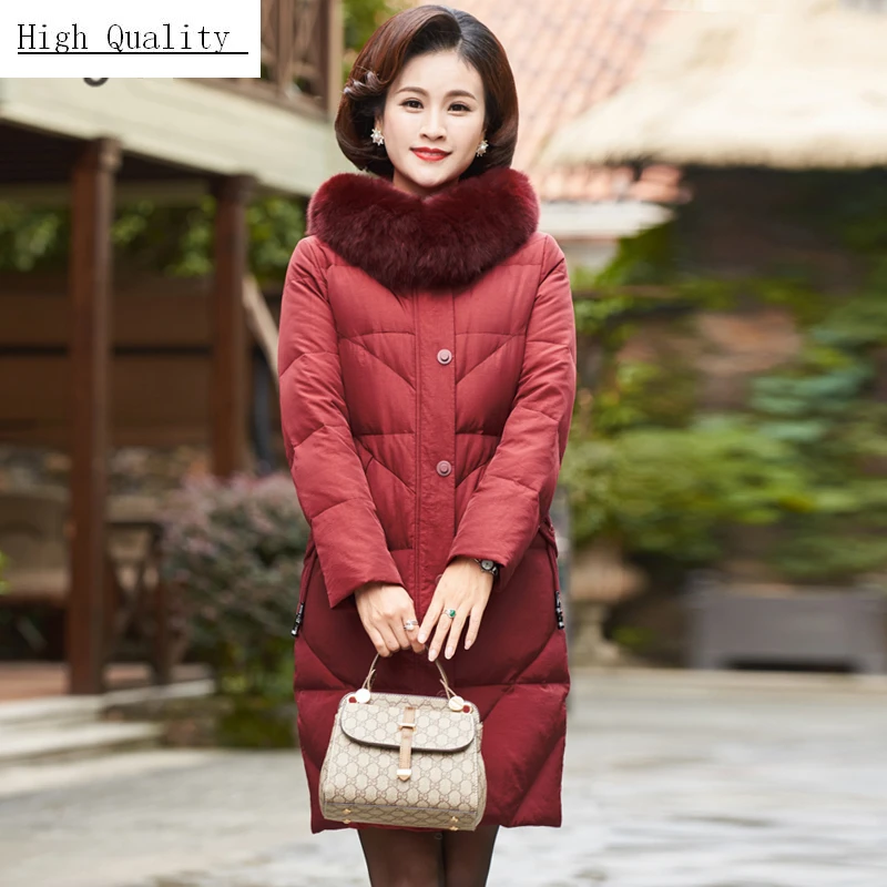 Winter Duck Down Jacket Women Long Coat Female Thick Clothes Ladies Large Fox Fur Hooded Warm Hiver 8158 | Женская одежда