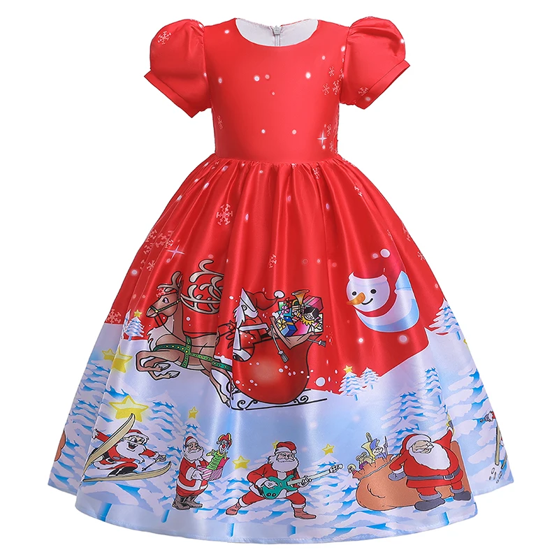 2021New Baby Girl Christmas Dress Princess Elegant Party Child Print Tutu Evening 4-14years | Детская одежда и обувь