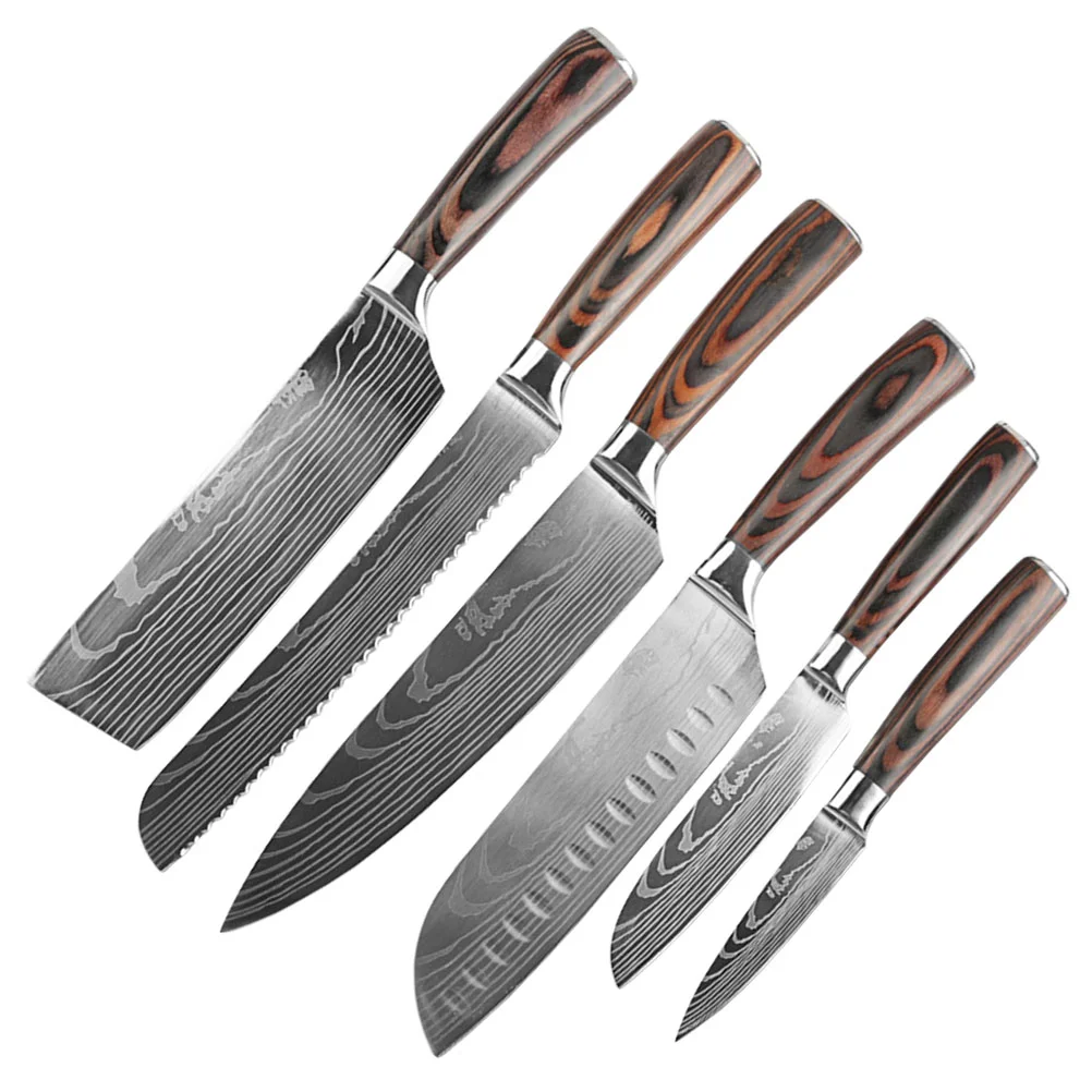 

1 Set 6pcs Stainless Steel Knives Chef's Cutters Kitchen Tools (Assorted Color)