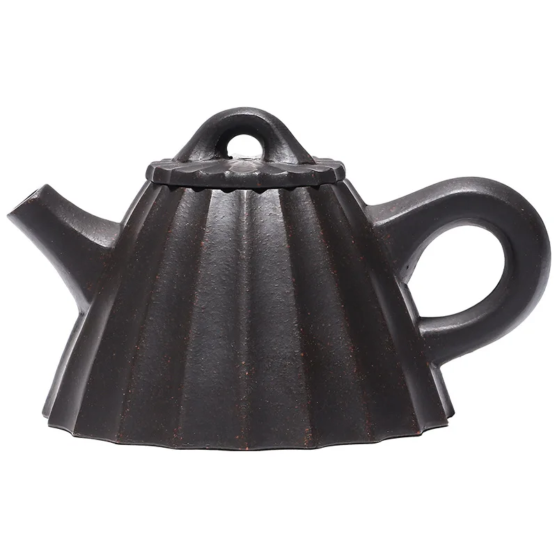 

Yixing mine black gold sand stone ladle purple sand teapot