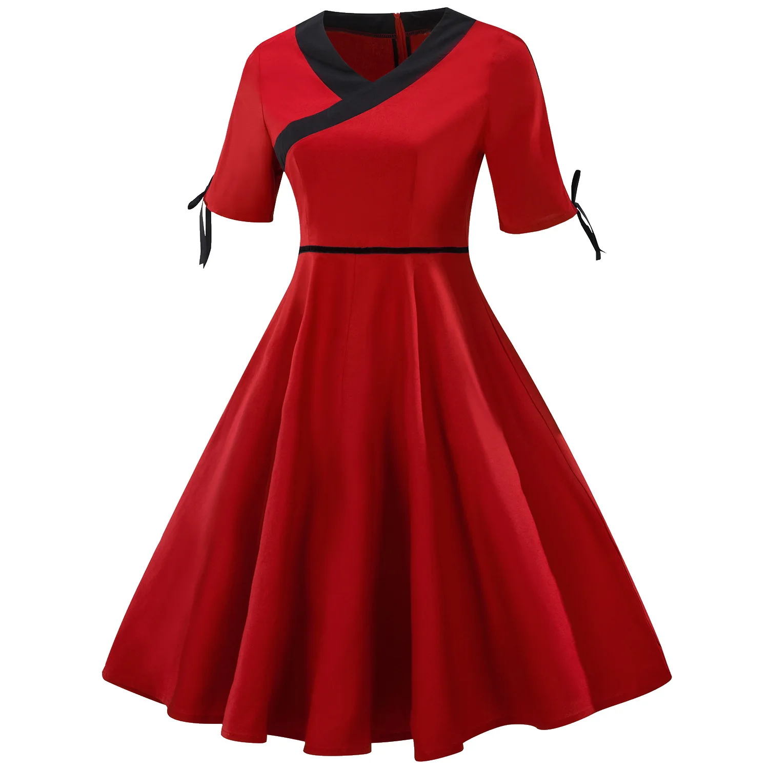 

Plus Size Women Summer Retro Casual Party Robe 50s 60s Vintage Dresses Short Sleeve