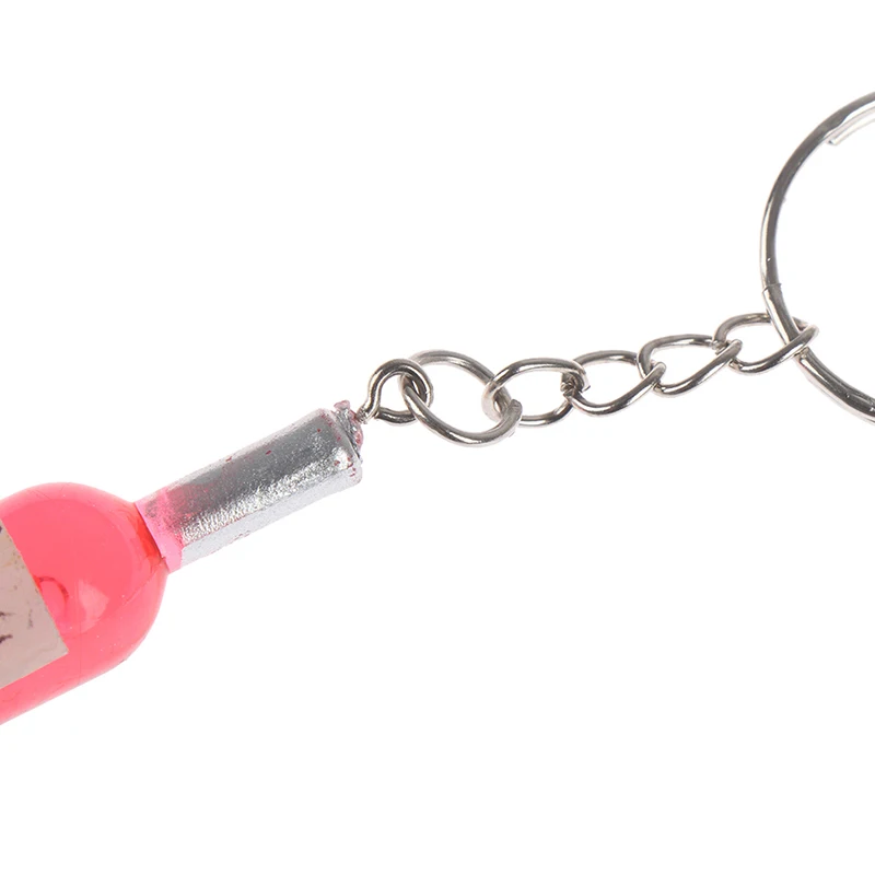 

4Pcs New Women/Men's Fashion Fix Resin Wine Bottle Key Chains Key Rings Gifts Toys Alloy Charms Gifts Wholesale