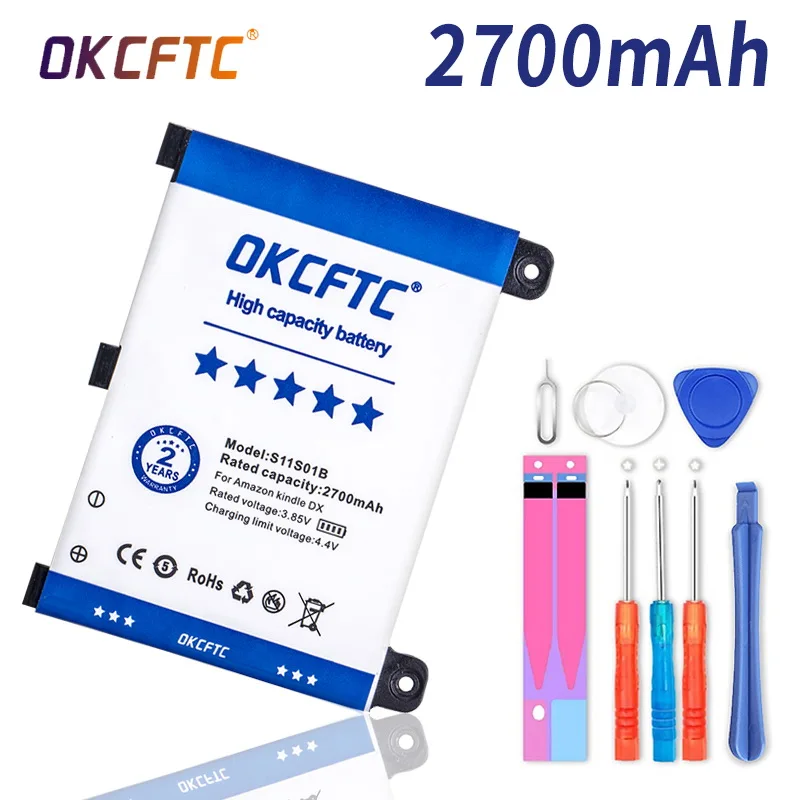 

OKCFTC Replacement Battery 2700mAh S11S01B For Amazon Kindle 2 & Kindle DX DXG D00511 D00701 D00801 Batteries