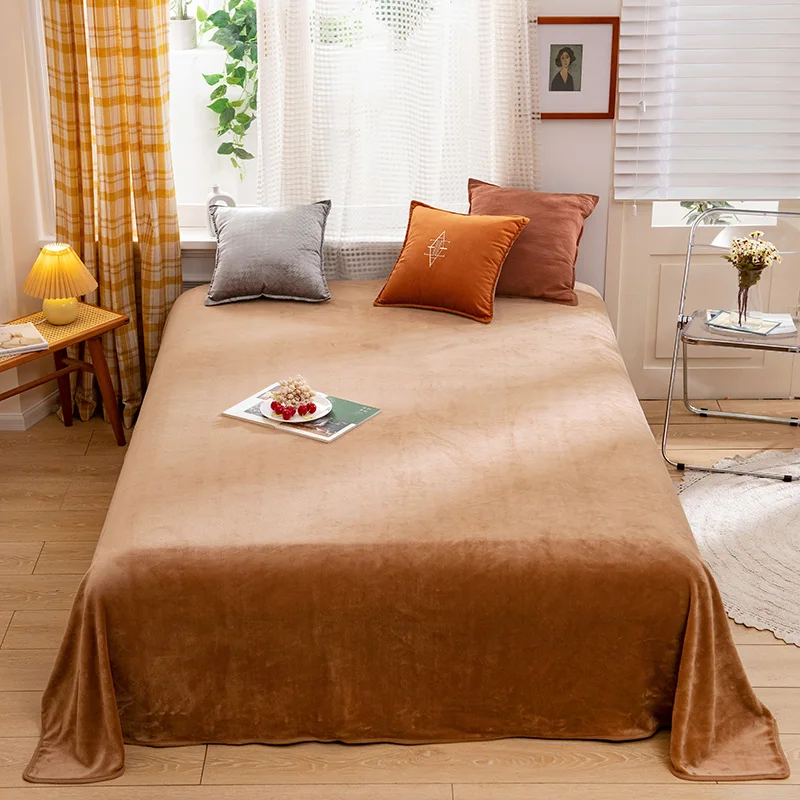 

2021Spring Bedspread European Throw Blanket Super King 250*270cm Home Bedding Warm Flannel Fleece Quilt Modern Flat Sheet Velvet