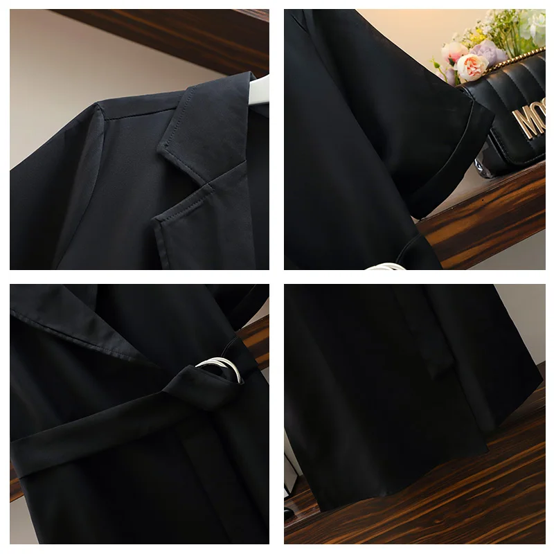 

4XL Plus Size Women Black Blazer Mini Dresses Summer 2021 Fashion Notched Collar Short Sleeve Ladies Loose Asymmetric Dresses