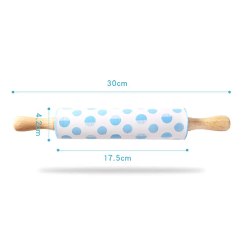 

NEW Non-Stick Silicone Rolling Pin Wooden Handle Pastry Dough Flour Roller Kitchen Baking Cooking Tools