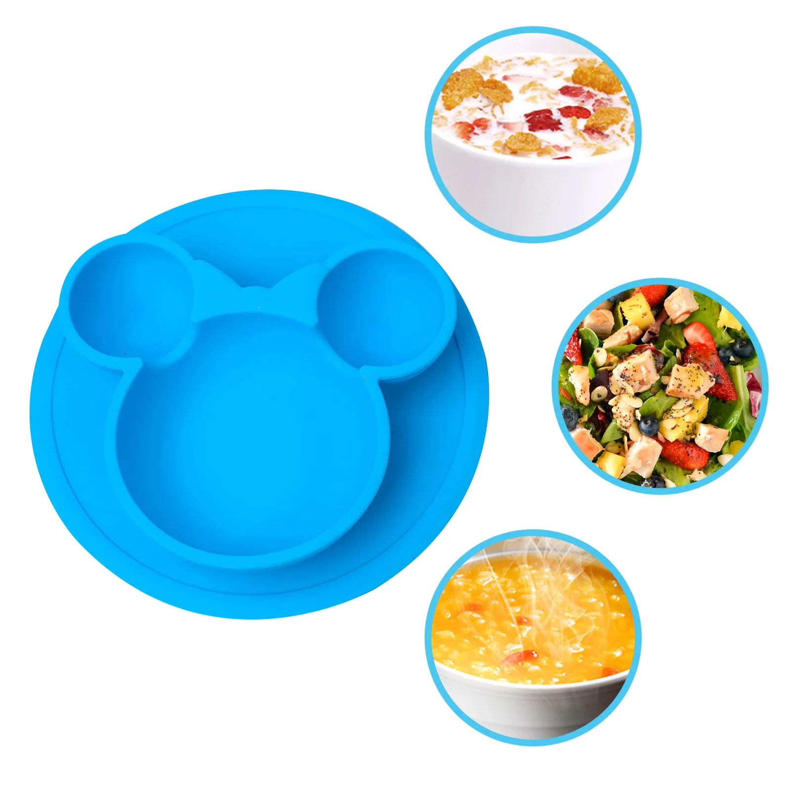 

Baby Safe Silicone Dining Plate Solid Cute Cartoon Children Dishes Suction Toddle Training Tableware Kids Feeding Bowls Kid Gift