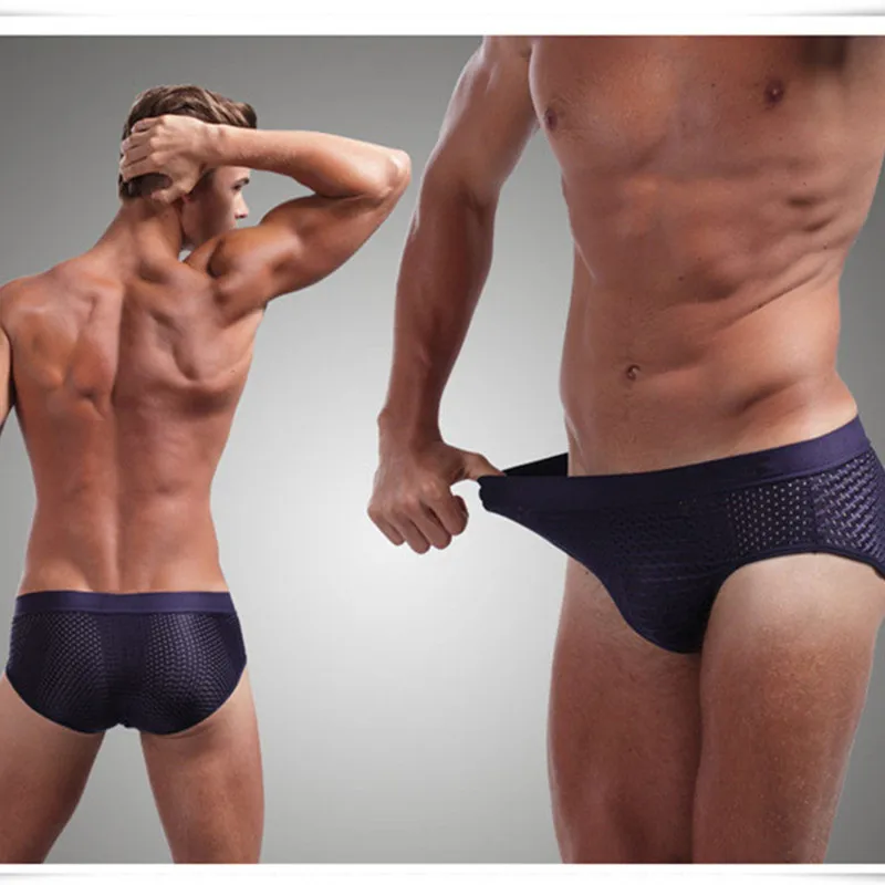 4Pcs/Lot Mesh Underwear Men Briefs Cuecas Sexy Man Panties for Male Underpants Brief Ice Silk Pouch Plus Size L XL XXL XXXL 4XL