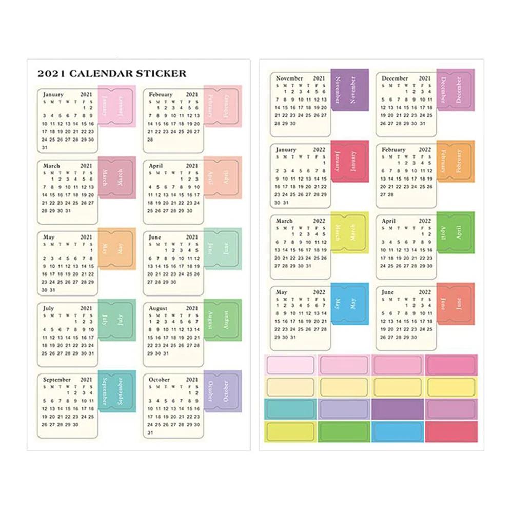 

2021 Calendar Index Stickers Tabs Calendar Sticker for Bullet Journal Planner Agenda, Monthly Self Adhesive Divider Tabs Index