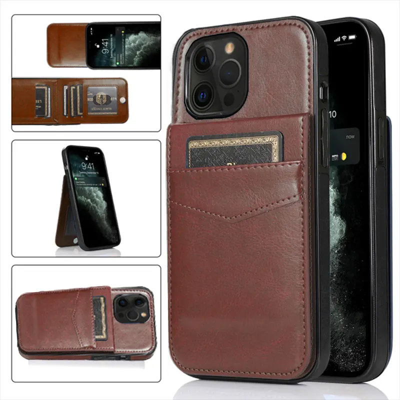 Роскошный тонкий кожаный чехол с отделениями для карт iPhone 12 Pro Max 11 XS XR X 6 6s 7 8 Plus SE