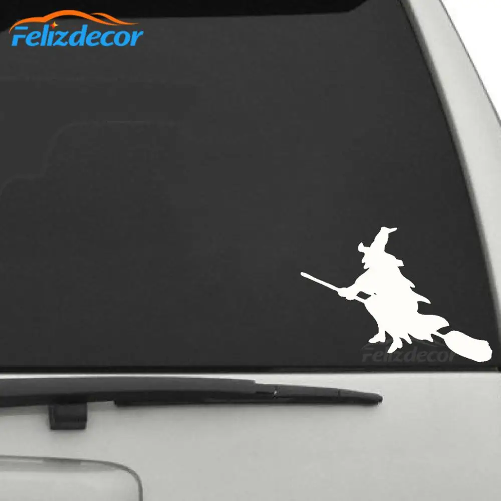 Ведьма езда на метлой в полете виниловые автомобильные наклейки праздничного