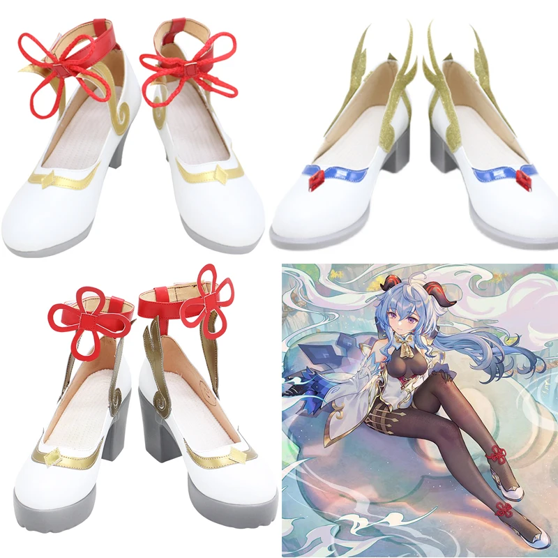 

Game Genshin Impact Ganyu gan yu shoes 3 style Lolita cute Cosplay Shoes Boot Party Men Women Girls Cosplay Costume Halloween