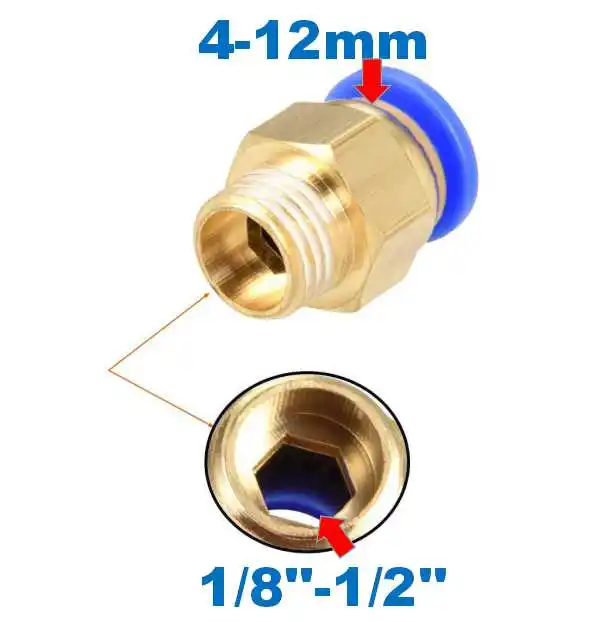 Пневмопровод 10 мм 8 12 6 4 трубчатый шланг 1/4 &quotBSP 1/2&quot 1/8 &quot3/8&quot коннектор для