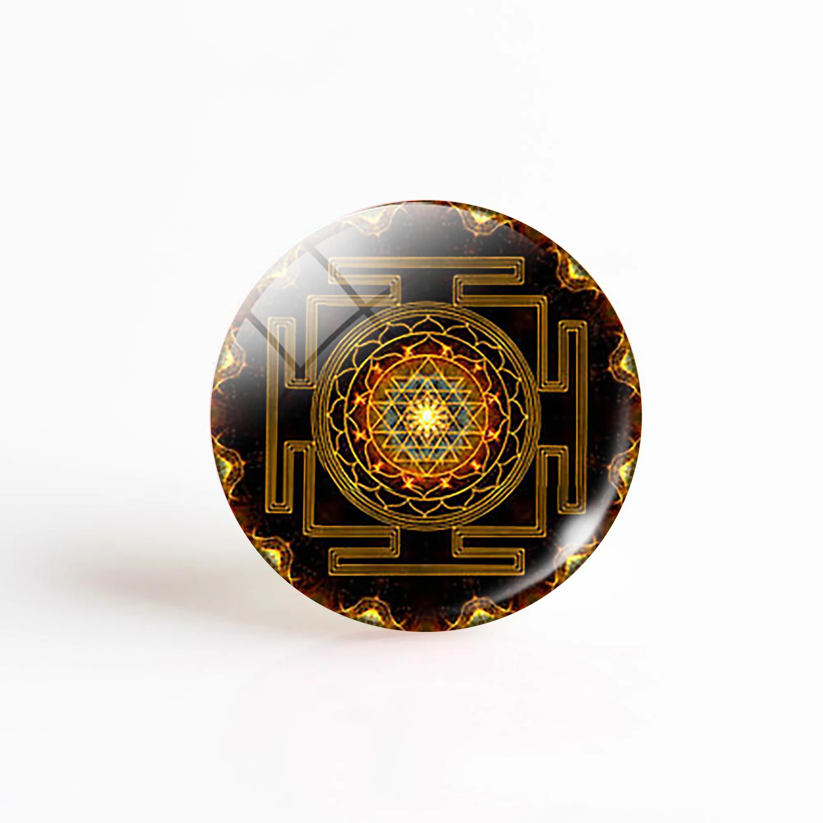 5 шт./лот Мандала фото Круглый 25 мм стеклянный кабошон Лотос символ йоги DIY