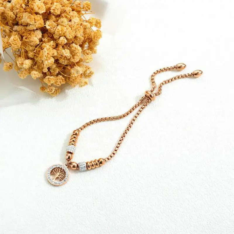 Women's stainless steel bracelet Tree of life Round Beads Magnet Bracelet | Bracelets