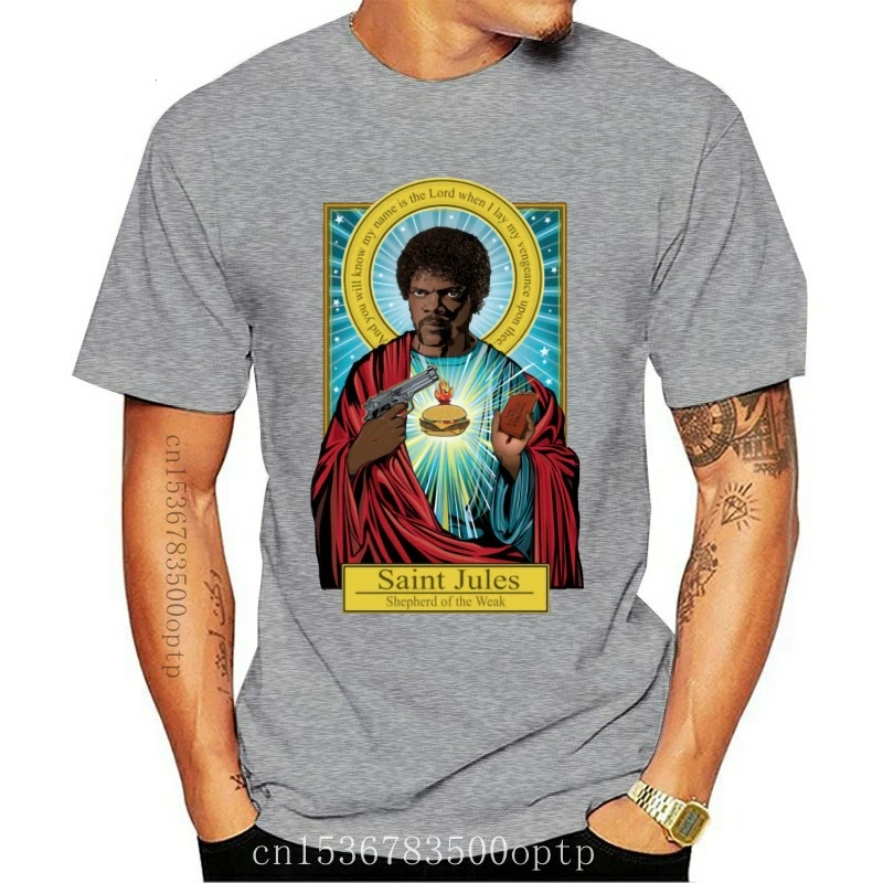 

New Saint Jules Movie Pulp Fiction T Shirt Quentin Tarantino Tees Streetwear Short Sleeve Top Clothing Black Shirt T-shirt