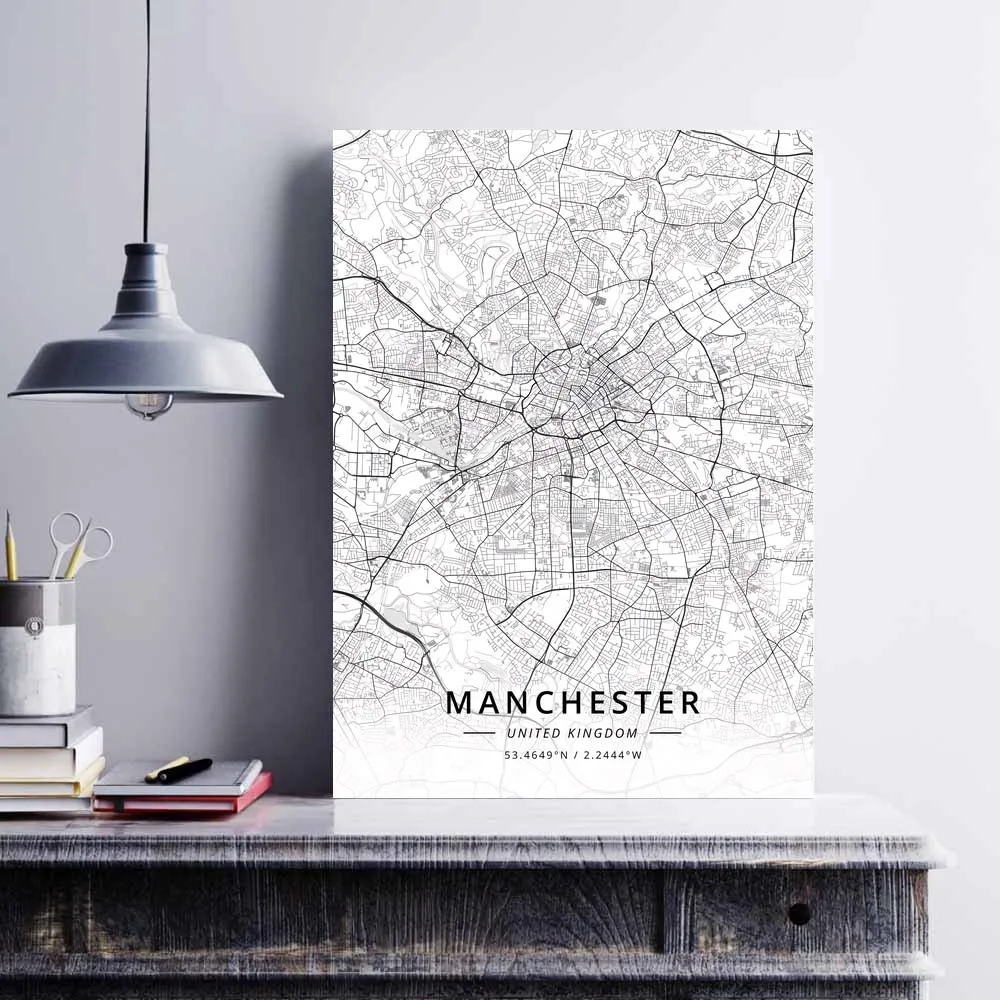 Лондон Лутон Манчестер Мэнсфилд Миддлсбро Милтон-Кинс Нортгемптон Норвич Ноттингем Оксфорд United Kingdom Map Poster