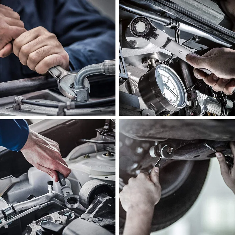 

Combination Ratchet Wrench with Flexible Head,Car Repair Tools Key Spanner Torque Gear Socket Universal Ratchet Spanner Wrench