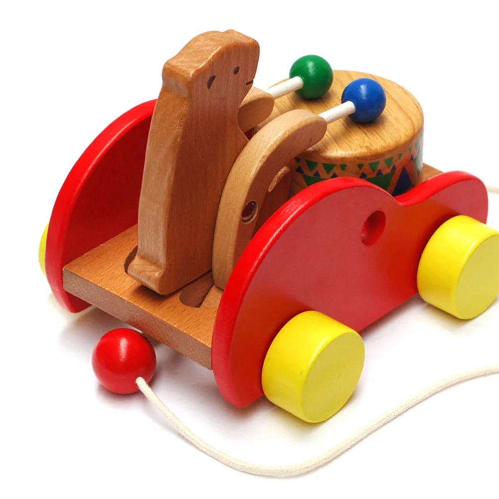 

Cartoon Bear Wooden Car Early Education Puzzle Kids Two-Way Driving Inertia Glide Cart Toy Baby Teaching Aid Pull-Back Car Toy