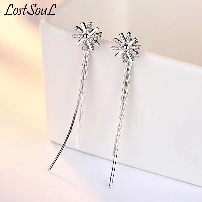 

Женские серьги-подвески из серебра 925 пробы, с кристаллами