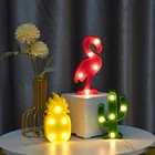 Мультяшный светодиодный ночник в виде фламингокактусаананаса, настольная лампа для детей, украшение для спальни, вечеринки, подарок ребенку на день рождения