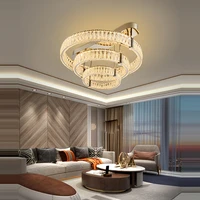 led dimmable artistic 2 layer round silver gold crystal designer lamparas de techo ceiling lamp for foyer