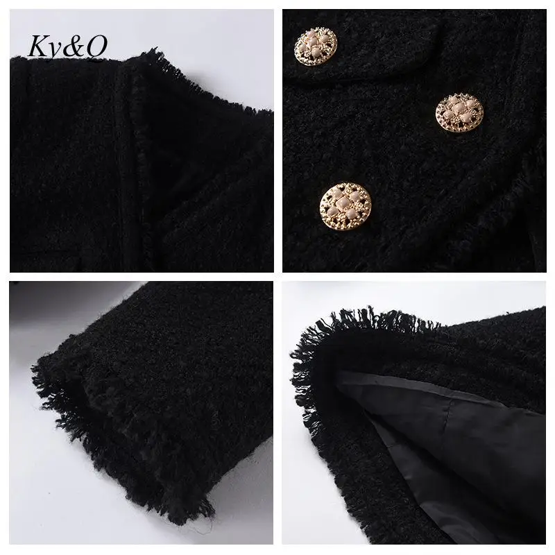 

2020 Fall Winter Brand New Womens Elegant Luxury Woollen Coat Long Sleeve Outwear Female Warm Temperament Jackets Clothing