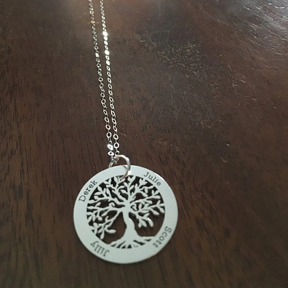

Fils Custom Necklace-Carved Family Name Tree of Life Personalized Necklace-Steel Necklace-Birthday Gift-Women Dainty Jewelry