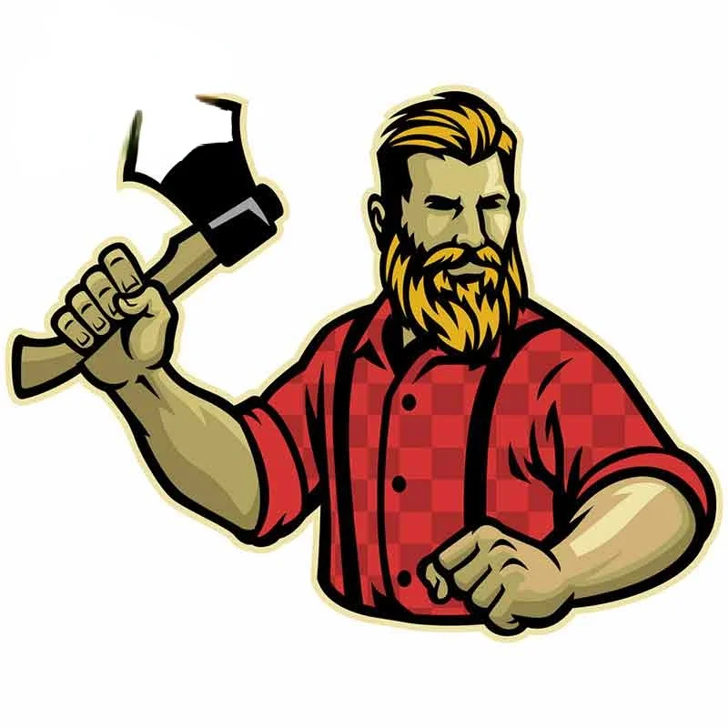 

Decoration Lumberjack Mascot Pose with Axe Funny Car Stickers Fashion Vinyl Car Wrap VAN Decal KK13*10cm
