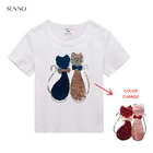 Футболка для девочек с блестками, топы, футболка для маленьких девочек, футболки для больших девочек, детские летние хлопковые футболки с короткими рукавами для девочек От 2 до 12 лет