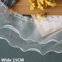 15cm wide double layers organza pleated lace fabric fluffy dress collar cuffs fringe edge ruffle trim diy sewing patchwork decor