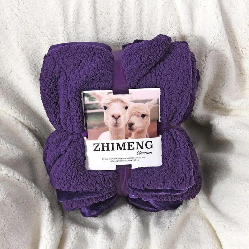 Pure purple Взвешенная фланель, Флисовое одеяло зимний взрослый мягкий толстый плед с искусственной меховой подкладкой для дивана кровати дивана - Цвет: Pure purple