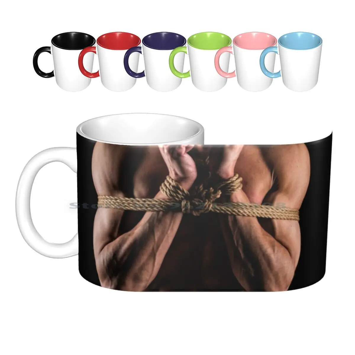 

David Bound Ceramic Mugs Coffee Cups Milk Tea Mug Rope Bondage Rope Bondage Men In Rope Art Creative Trending Vintage Gift