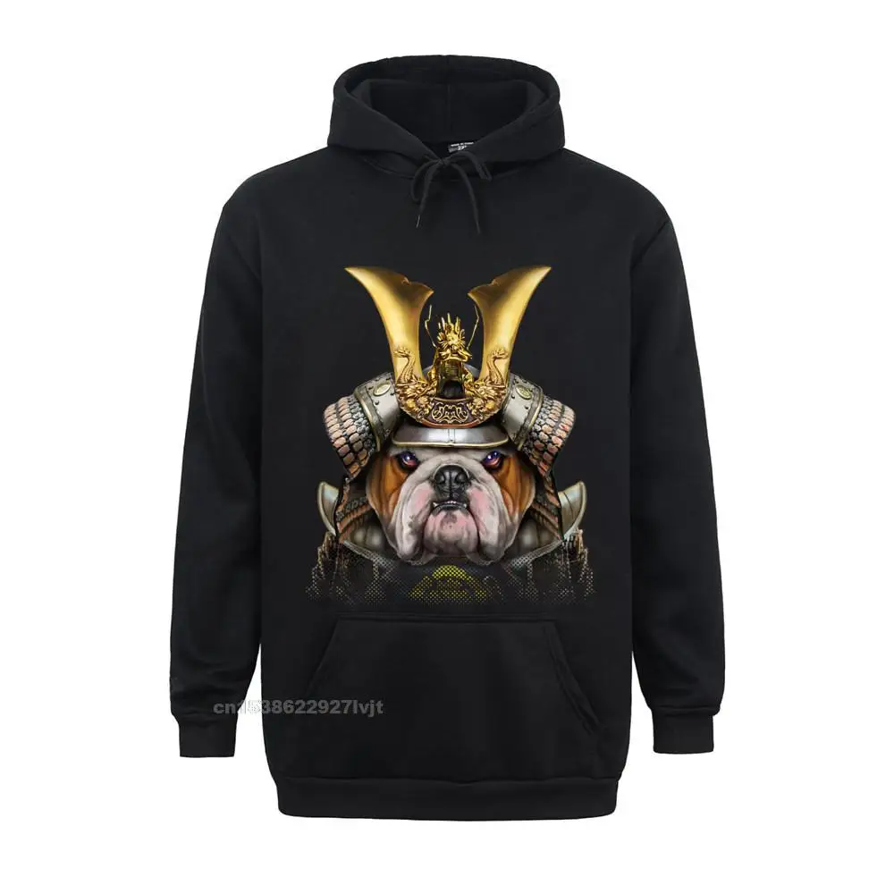 English Bulldog Warrior Wearing Japanese Samurai Armor Premium Hoodie Cotton Tops Shirts For Men Summer Streetwear