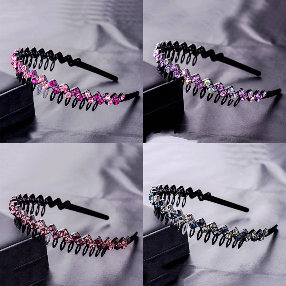 

2021 New Fashion Hairband Women Men Plastic Headwear Comfortable Non-slip Headband Simple Black Rhinestone Hair Accessories
