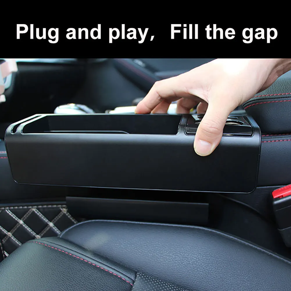 Car Seat Gap Organizer Plastic Storage Box with 2 USB Cigarettes Lighter Socket Unique socket design non-slip | Автомобили и