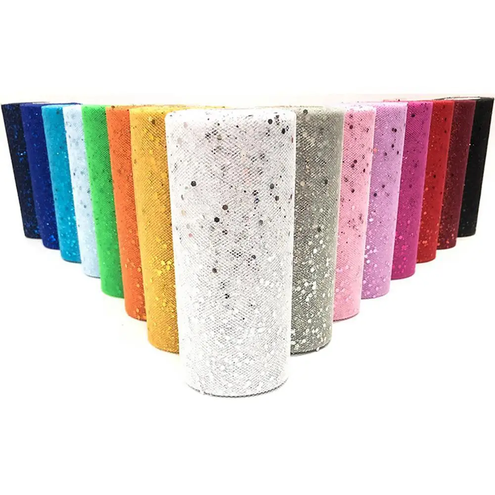 

15CM*25Y Sequin Tulle Gauze Roll for Wedding Party Decoration Fluffy Skirt Sewing