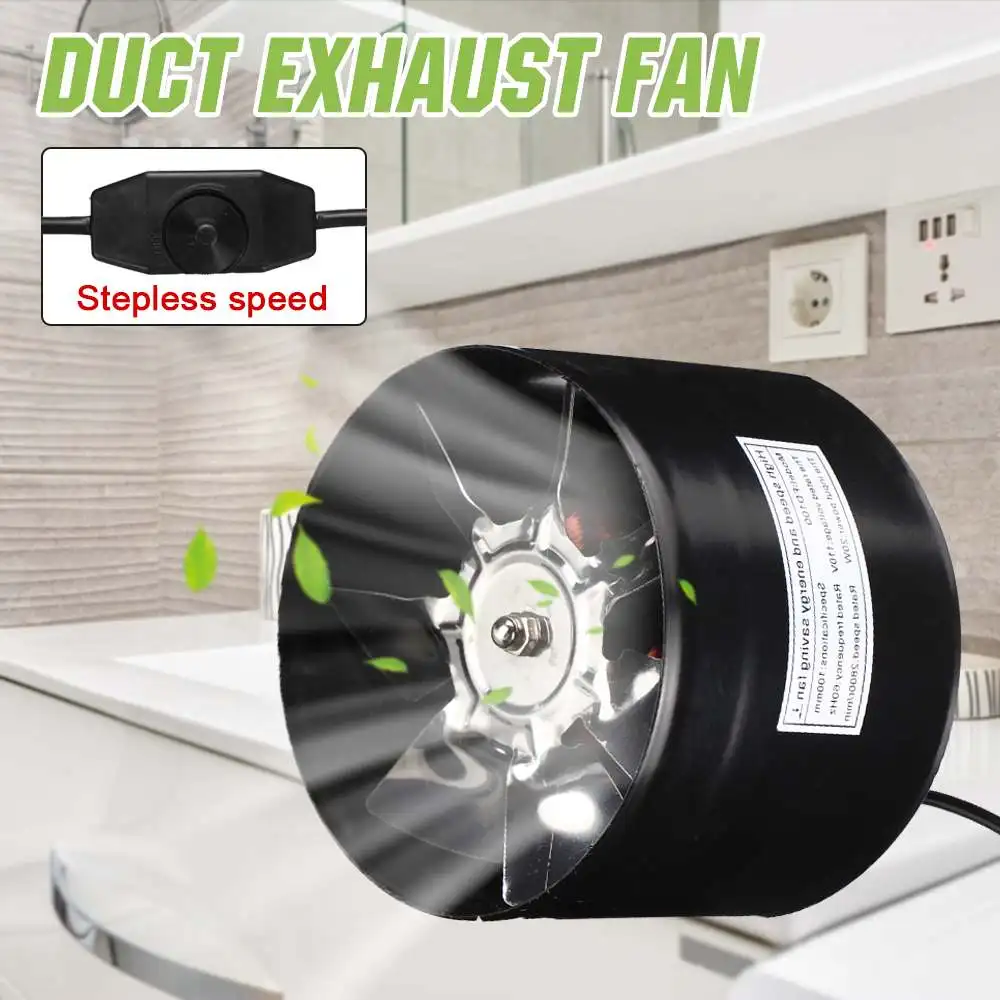 4 Inch Inline Duct Fan Air Ventilator Metal Pipe Ventilation Exhaust Fan Mini Extractor Bathroom Toilet Wall Fan without Plug