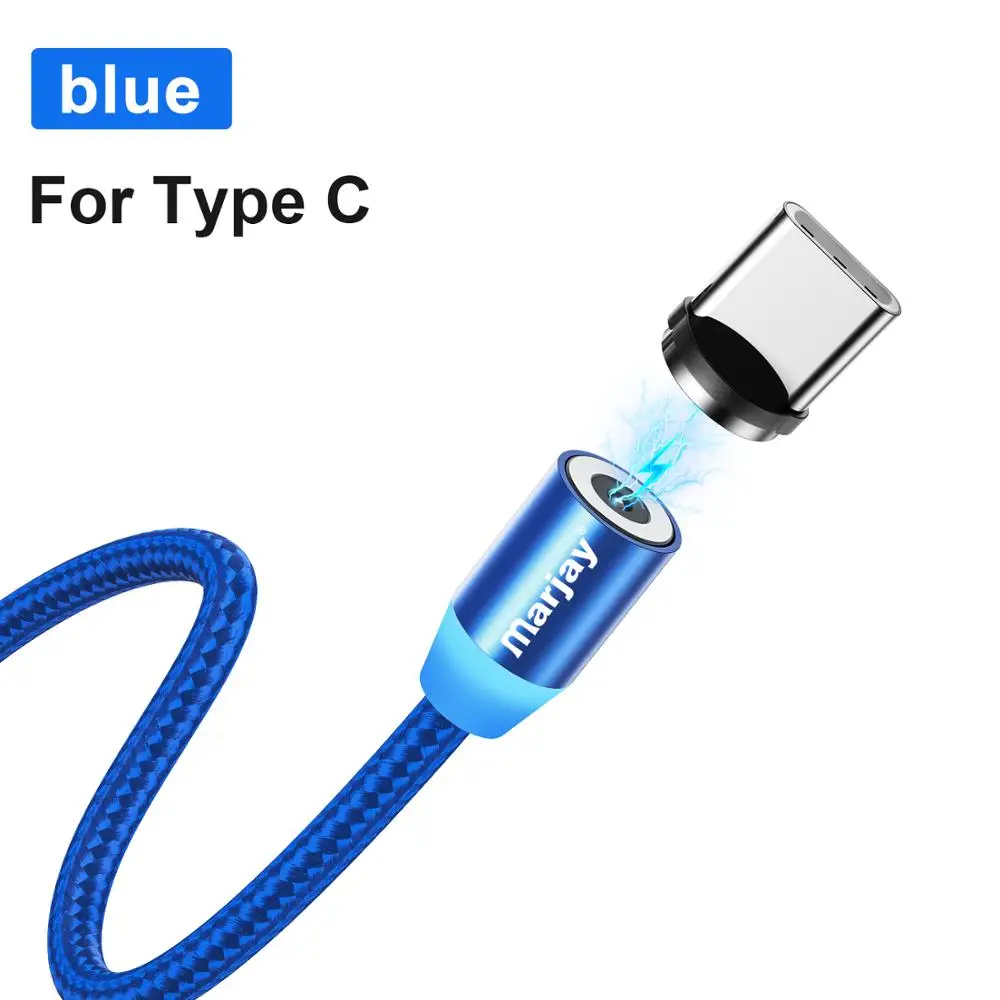 Blue For Type C Mагнитный кабель Marjay для быстрой зарядки Micro usb type C кабель для iPhone samsung Xiaomi Мобильный телефон магнитная зарядк - Цвет: Blue For Type C