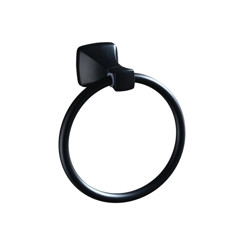 

1pc Modern Design Space Aluminum Black Towel Rings Towel Holder Round Wall-Mounted Towel Rack Bathroom Accessories Hardware