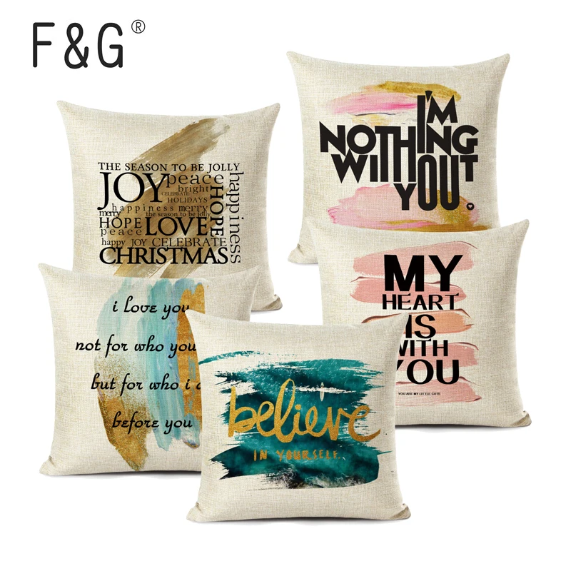 Модная наволочка с разноцветными буквами Романтичный подарок на день Святого