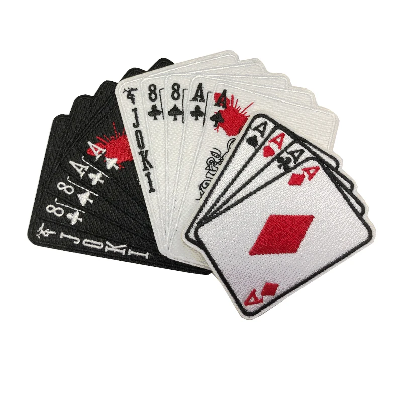 

Poker iron-on Biker patch Embroidered Applique Sewing Label Punk Biker Clothes Stickers Apparel Accessories Badge