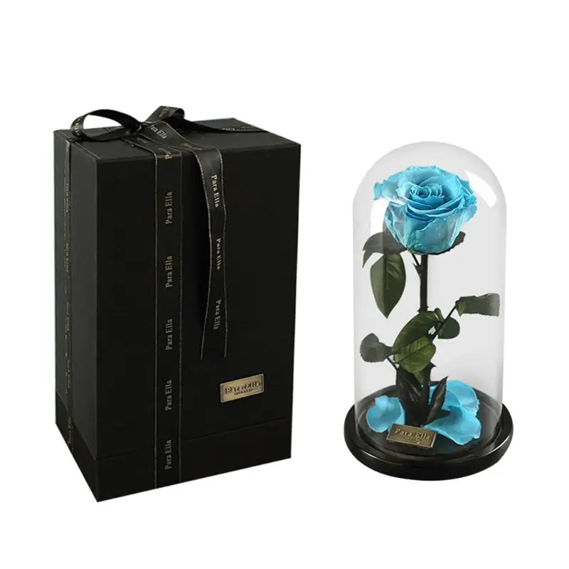 

B9HF Enchanted Rose Handmade Preserved Rose Glass Dome on Wood Base, Rose for Christmas ,Valentine's Day