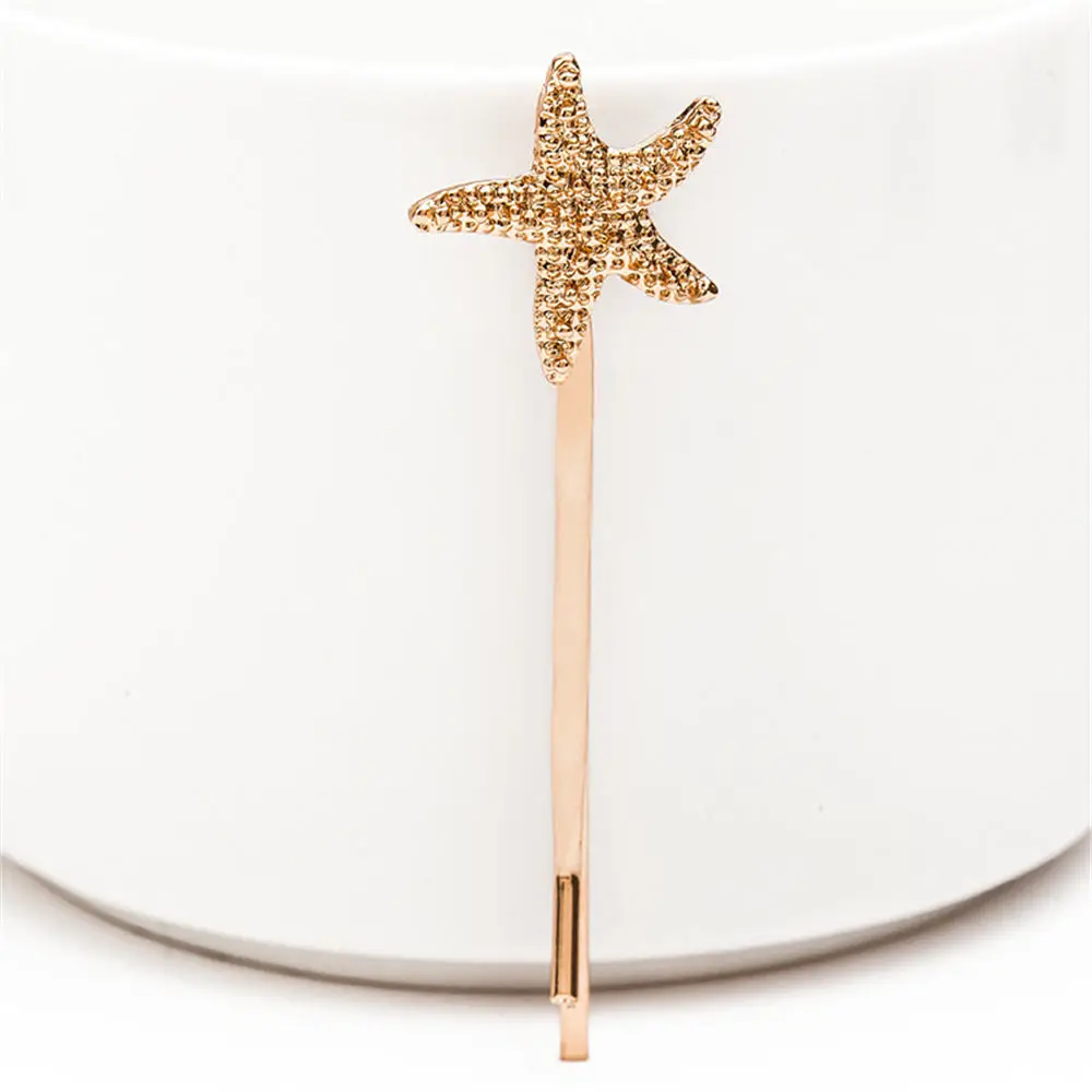 Винтаж Морская звезда оболочки металла и шпильки с жемчугом Золото Серебро
