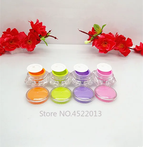 

3g5g Empty Mini Portable Travel Cosmetic Cream Jar, Pink/Green/Purple/Orange Sample Small Cosmetic Cream Pot, Beauty Makeup Tool