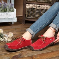 autumn and winter lace up snail plus cashmere shoes leather womens single shoes casual flat peas shoes large size