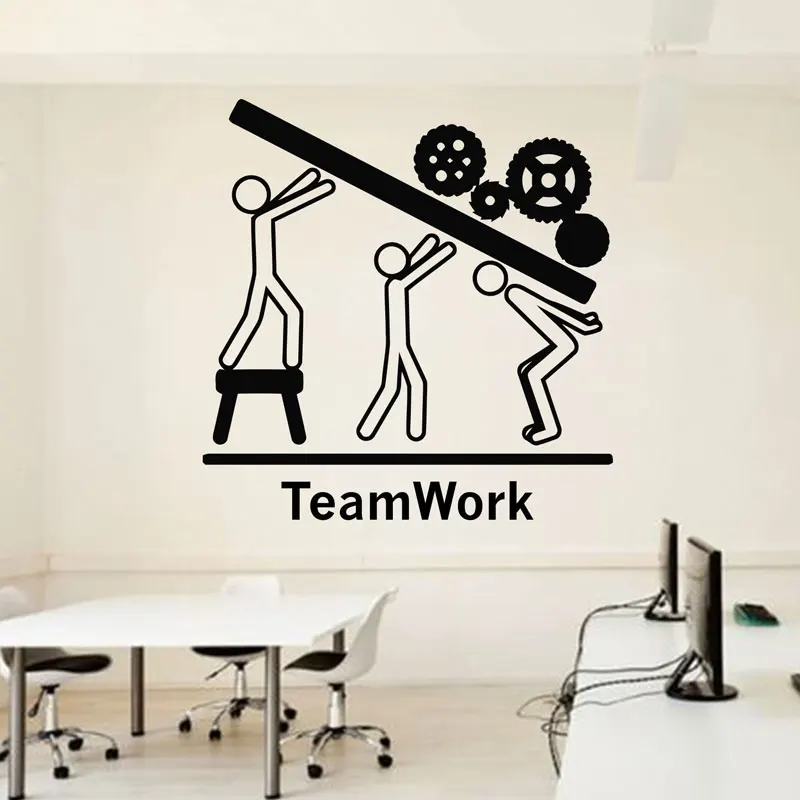 

Office Wall Decal Idea Teamwork Business Worker Inspire Office Decoration Gears Motivation Stickers Mural Unique Gift C16-05