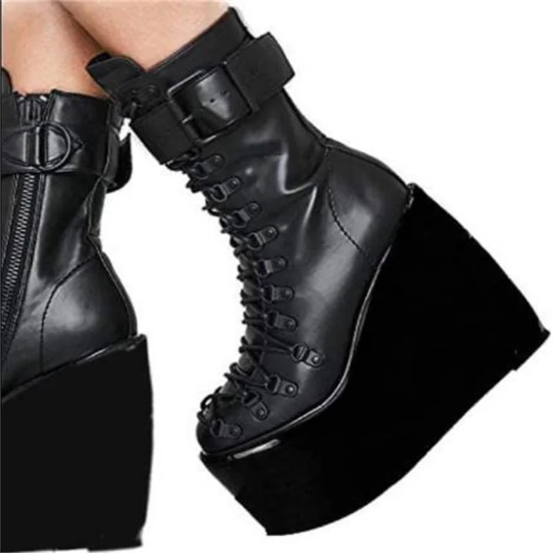 

2022 New Thick-Soled Slope With Solid Color Low-Tube Women's Boots Increase Punk Personality Women's Boots Motorcycle Boots